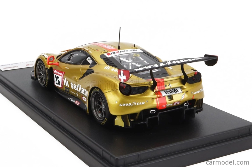 Looksmart Ferrari 488 Gt3 Evo 3.9l Turbo V8 Team Octane126 Serliana N 26 Pole Position 24h Nurburgring 2022 Bjorn Grossmann - Jonathan Hirschi - Luca Ludwig - Simon Trummer 1:43 Gold Met