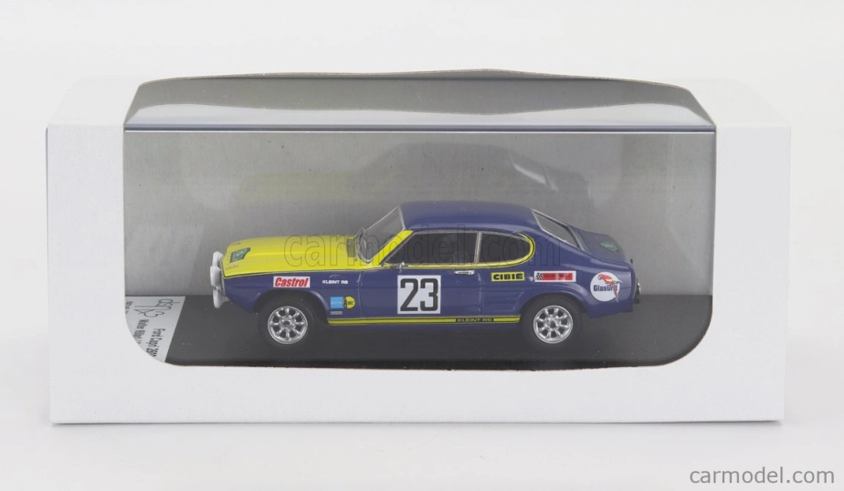 Trofeu Ford england Capri 2600 (nočná verzia) N 23 2nd Rally Bavaria 1971 Walter Rohrl - Herbert Marecek 1:43 Modrá Žltá