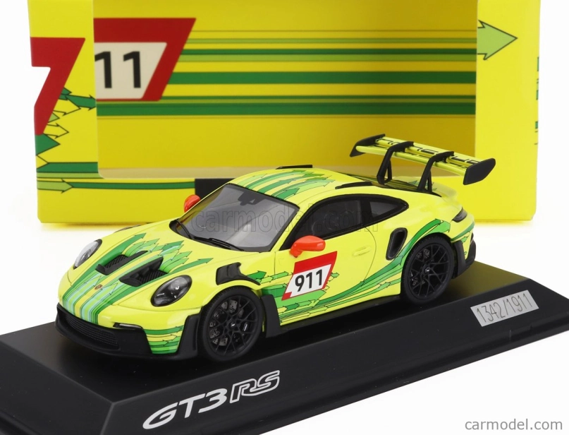 Spark-model Porsche 911 992 Gt3 Rs N 911 Coupe 2023 1:43 žltozelený