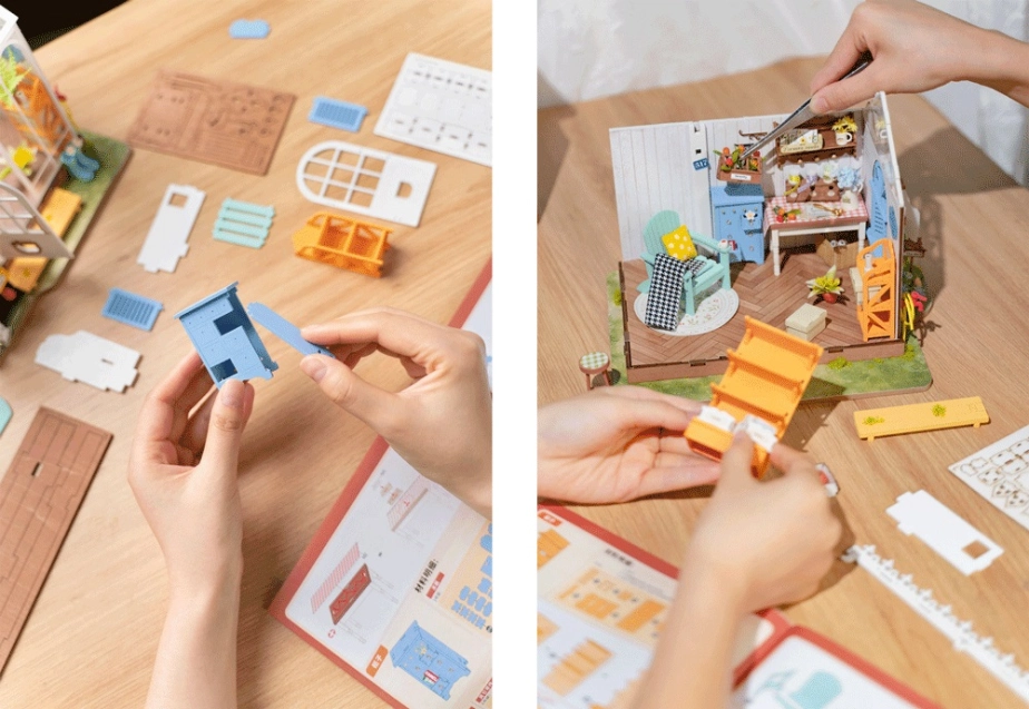 RoboTime 3D dřevěná skládačka Miniatura domečku Vysněný zahradní dům - poškozený obal
