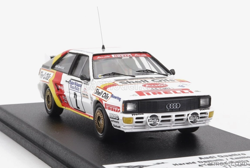 Trofeu Audi Quattro Sport N 2 Manx Isle Of Man Rally 1985 H.demuth - E.radaelli 1:43 Biela červená žltá