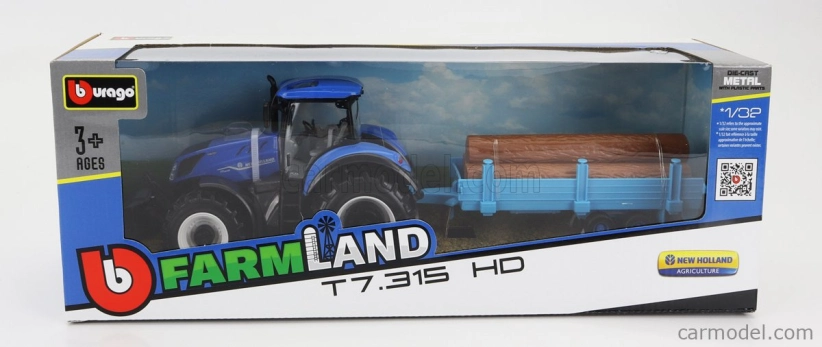 Bburago New Holland T7.315 1:32 s doplňky (sada 6ks)