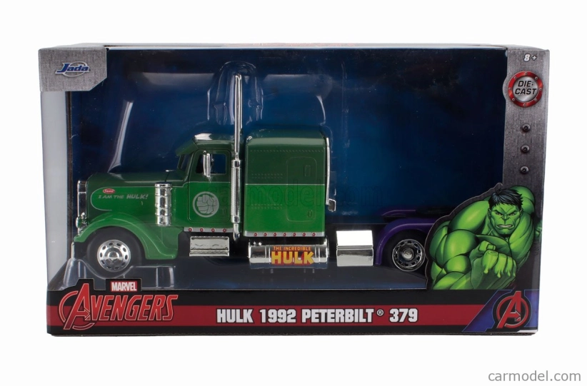 Jada Peterbilt 379 Tractor Truck 3-assi Hulk 1992 1:24 2 Tóny Zelené