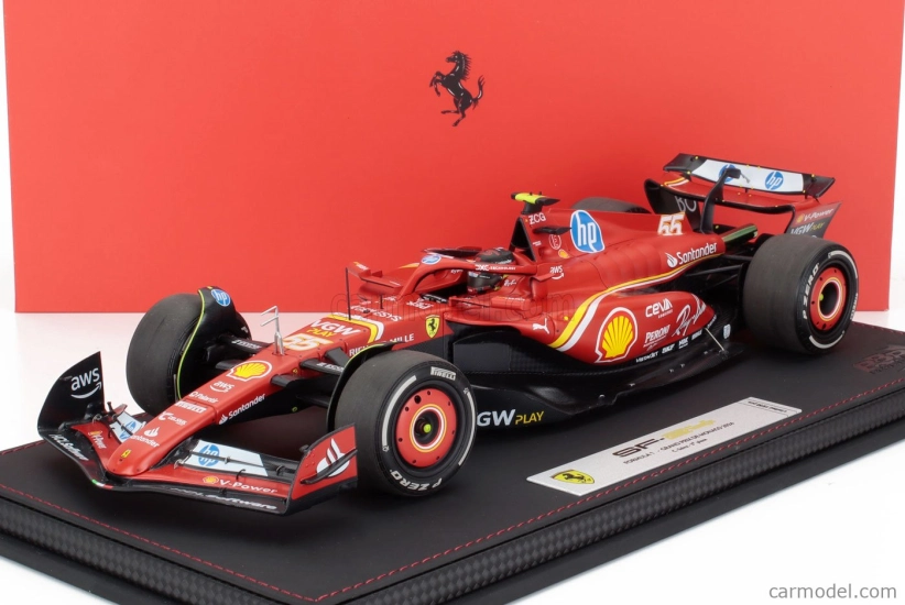 Bbr-models Ferrari F1 Sf-24 Team Scuderia Ferrari N 55 3rd Monaco Gp 2024 Carlos Sainz - Con Vetrina - With Showcase 1:18 Červená Černá