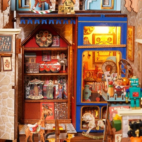 RoboTime 3D skladačka Zarážka na knihy Miniatúra domčeka Hračkárstvo plné pokladov