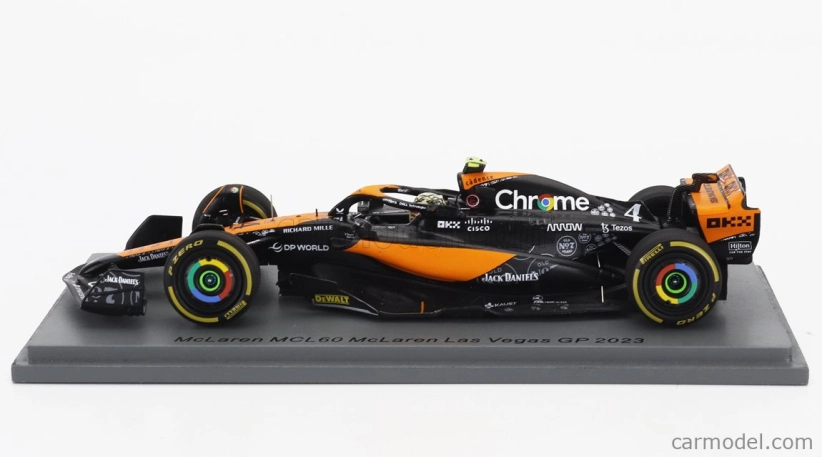 Spark-model Mclaren F1 Mcl60 Team Mclaren N 4 Las Vegas Gp 2023 Lando Norris 1:43 Orange Blue Black