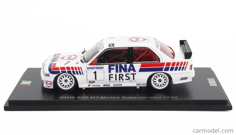 Spark-model BMW radu 3 (e30) M3 Team Bmw Fina N 1 Superturismo Monza 1992 Roberto Ravaglia 1:43 Biela