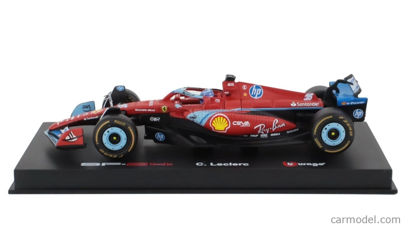 Bburago Ferrari F1 Sf-24 Team Scuderia Ferrari N 16 3rd Miami Gp 2024 Charles Leclerc – With Pilot And Showcase 1:43 červená čierna svetlomodrá