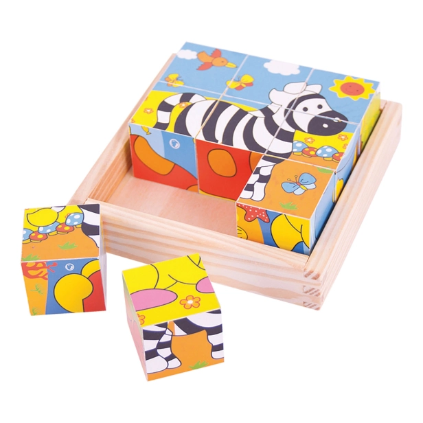 Bigjigs Toys Obrázkové kocky Kocky Safari 9 kociek