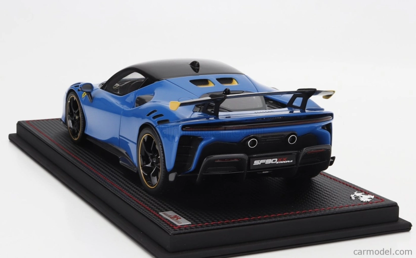 Mr-models Ferrari Sf90 Xx Stradale 2024 - Con Vetrina - With Showcase 1:18 Azzurro Dino - Modrá Žlutá Černá