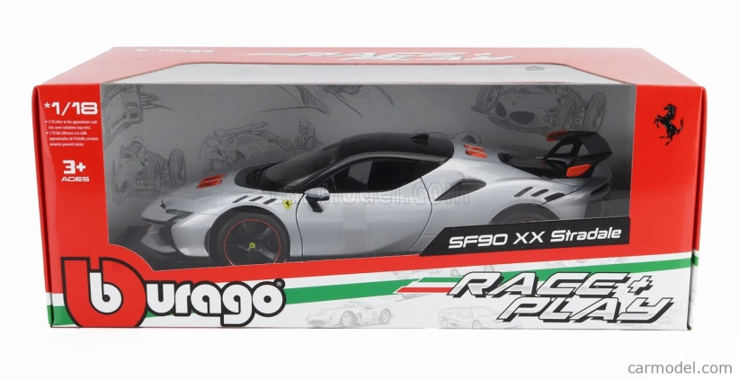 Bburago Ferrari Sf90xx Stradale 2024 1:18 Bianco Artico - Bílá Met Oranžová Černá
