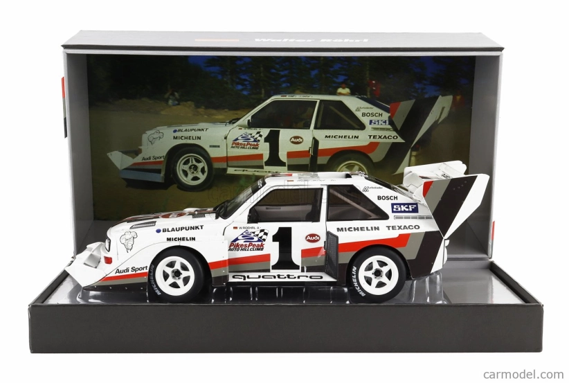 Werk83 Audi Quattro Sport S1 E2 N 1 Víťaz Rally Pikes Peak Hill Climb 1987 Walter Rohrl 1:18 Žltá Biela Červená