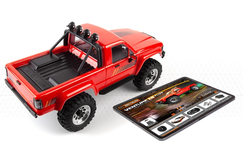 RC auto Venture18 Flux 1985 Toyota Hilux SR5, červená