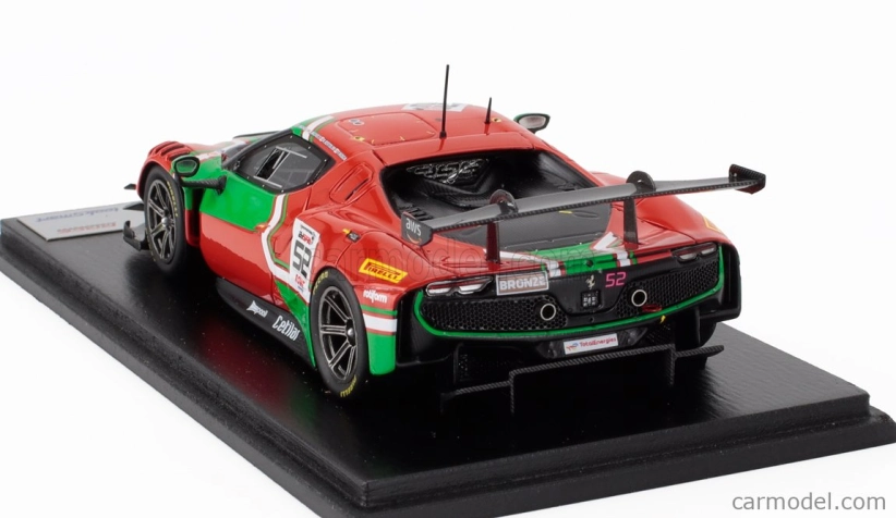 Looksmart Ferrari 296 Gt3 3.0l Twin Turbo V6 Team Af Corse N 52 24h Spa 2024 Andrea Bertolini - Jef Machiels - Louis Machiels - Tommaso Mosca 1:43 Červená Zelená
