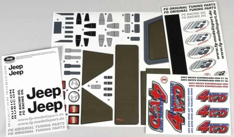 Nálepky pre Jeep 4WD body, set