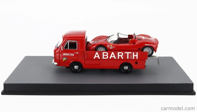 Rio-models Fiat 241 Assistenza Abarth Corse Car Transporter 1970 With Fiat Abarth 1000sp Spider 1:43 Red