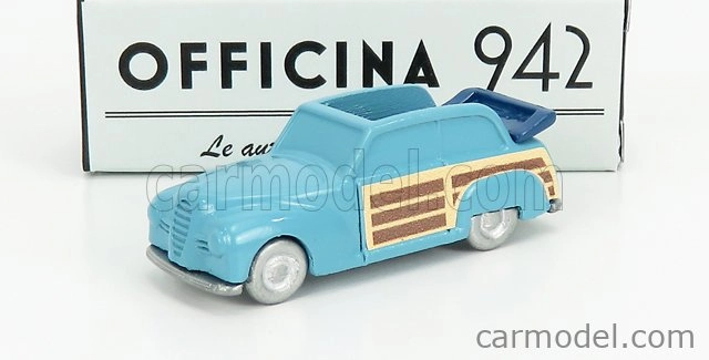 Officina-942 Fiat 1100 E Cabriolet Open Venilia Carrozzeria Savio 1949 1:76 Světle Modré Dřevo