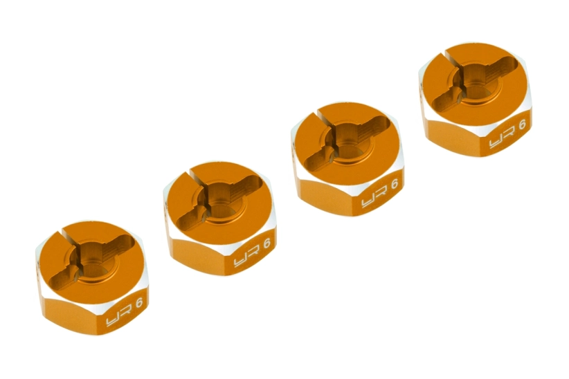 Hliníkové HEX objímky 12x6mm, 4ks, oranžové