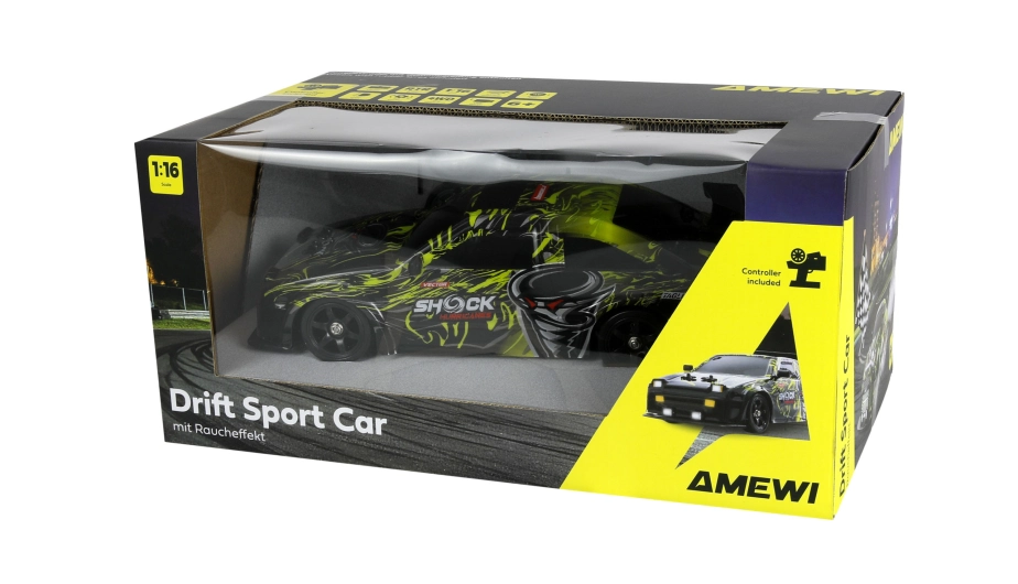 Drift Sport RC Car GTR 4WD 1:16 RTR s dymom a LED osvetlením žlté