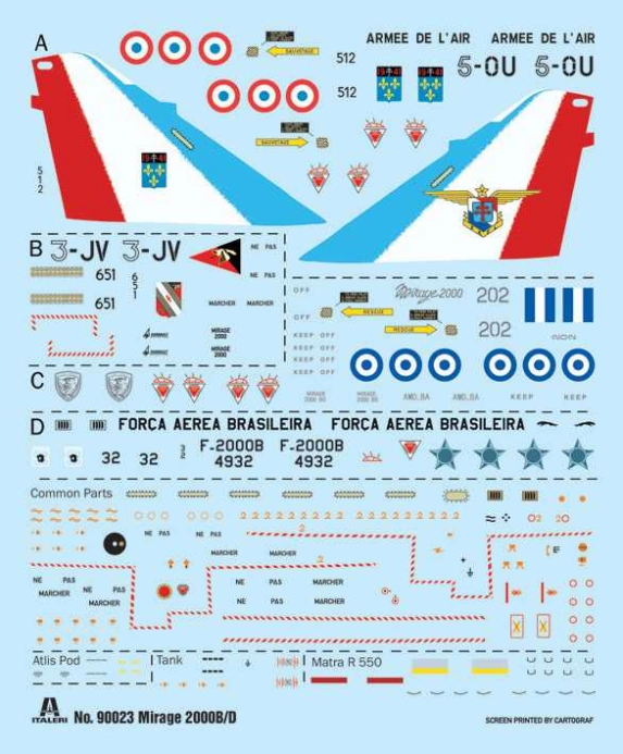 Italeri Dassault aviation Mirage 2000 B/d - French Armee De L'air - War Aircraft 1985 - Military Airplane 1:72 /
