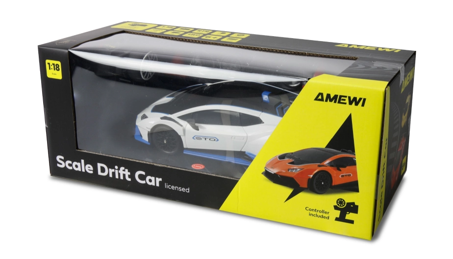 Lamborghini Huracan STO RC Drift Car 4WD LED 1:18 RTR licencované biele