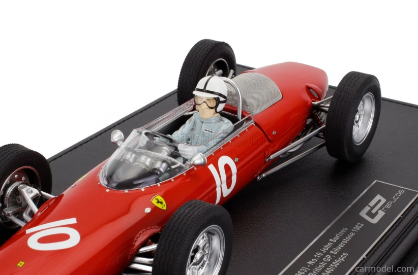 Gp-replicas Ferrari F1 156 F1-63 N 10 2nd British Silverstone Gp (with Pilot Figure) 1963 John Surtees 1:18 Red