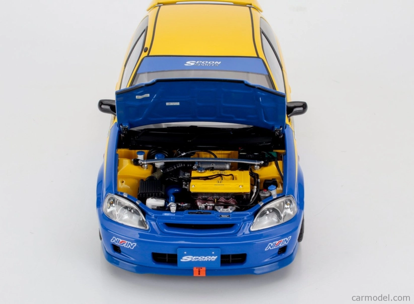 Motorhelix Honda Civic Ek9 Type R Spoon N 95 Racing With Engine And Accessories 1999 1:18 Modrá Žlutá