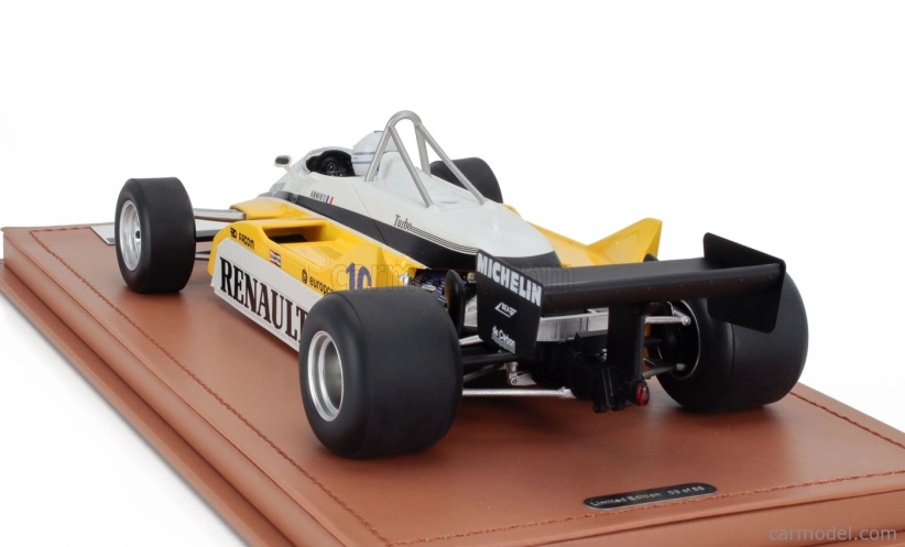 Tecnomodel Renault F1  Re30b V6 Turbo Team Renault Elf N 16 Winner France Gp (with Pilot Figure) 1982 Rene Arnoux 1:18 Bílá Žlutá Černá