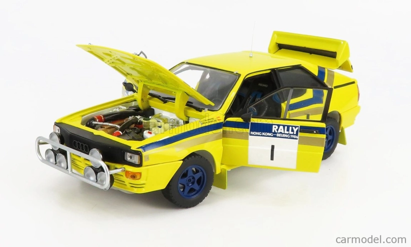 Sun-star Audi Quattro (night Version) N 1 Winner Rally Hong Kong-beijing 1986 Stig Blomqvist - Bruno Berglund 1:18 Žlutá Modrá