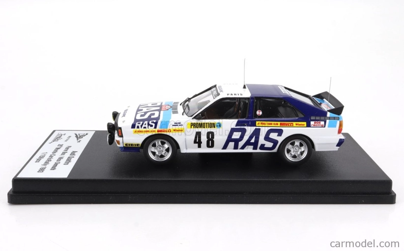 Trofeu Audi Quattro (night Version) N 48 Rally Montecarlo 1983 Pierre Bos - Nico Demuth 1:43 Bílá 2 Tóny Modrá
