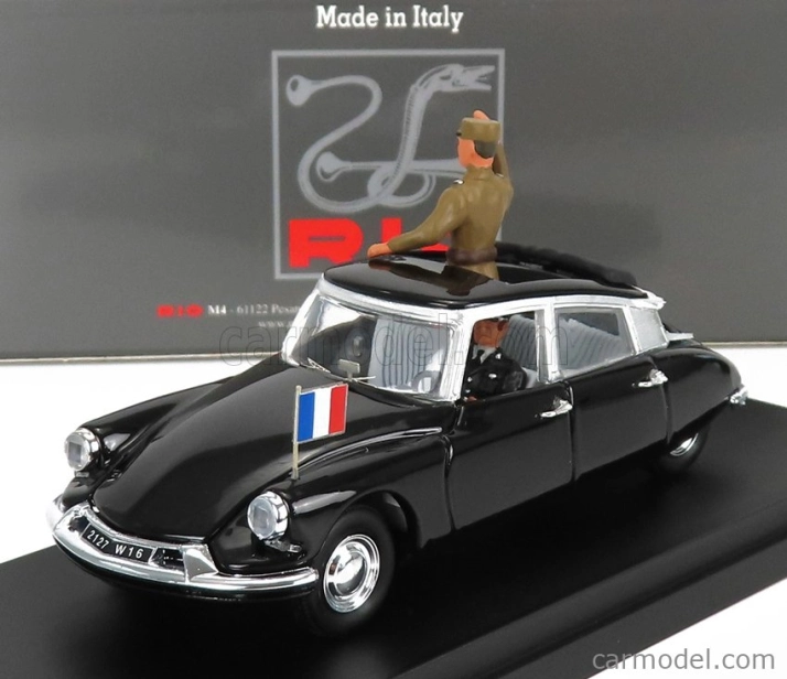 Rio-models Citroen Ds19 Cabriolet With General De Gaulle And Driver Figure 1960 1:43 Black