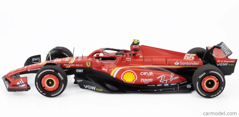 Bbr-models Ferrari F1 Sf-24 Team Scuderia Ferrari N 55 Winner Australian Gp 2024 Carlos Sainz - Polifoam Packaging 1:18 Červená Černá