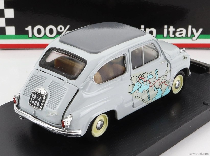 Brumm Fiat 600 Rally Raid Roma-calcutta 1955 13.260km In 11 Giorni - 11 Days 1:43 Grey