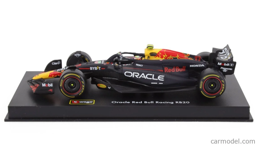 Bburago Red bull F1  Rb20 Team Oracle Red Bull Racing N 11 Season 2024 Sergio Perez - With Pilot And Showcase 1:43 Modrá Žlutá Červená