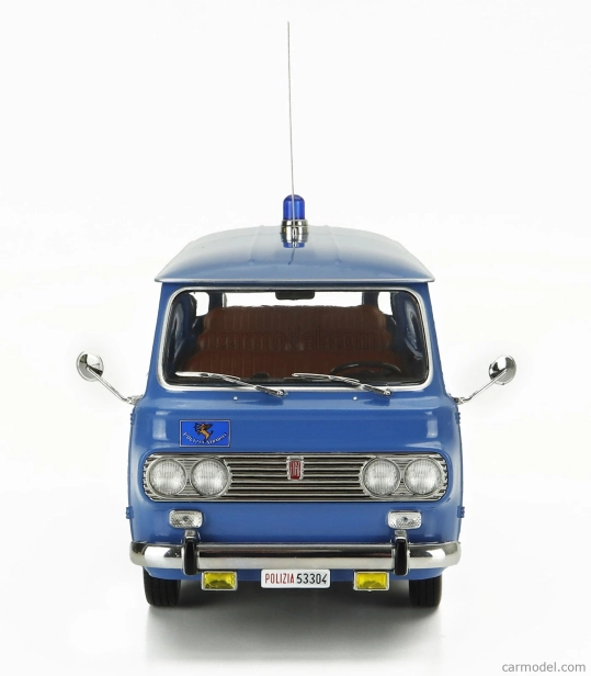 Mitica-diecast Fiat Fiat 850 Familiare Polizia 1970 – Interno Brown 1:18 Světle Modrá