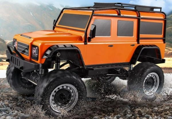 RC auto Land Rover Defender Rock Crawler, oranžová