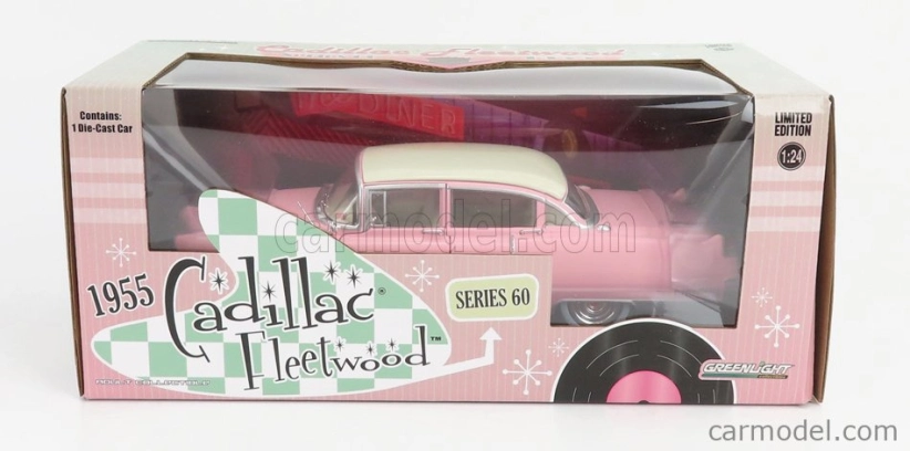 Greenlight Cadillac Fleetwood Series 60 1955 1:24 Ružová biela