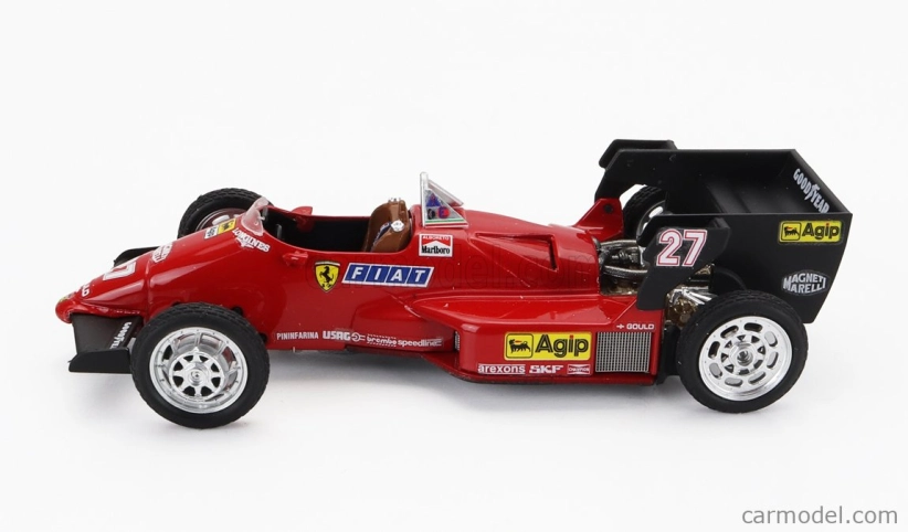 Brumm Iveco fiat Fiat Iveco 190 Truck Car Transporter Monaco Gp 1984 With 2x F1 Ferrari 126ck Turbo N 27 Michele Alboreto - N 28 Rene Arnoux + Figures And Accessories 1:43 Red