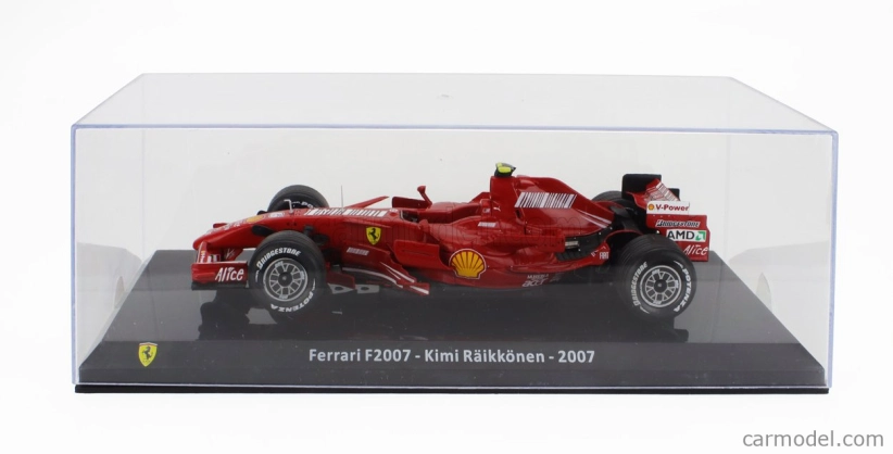 Edicola Ferrari F1 F2007 N 6 World Champion Season 2007 Kimi Raikkonen - Con Vetrina - With Showcase 1:24 F-1 Red Met