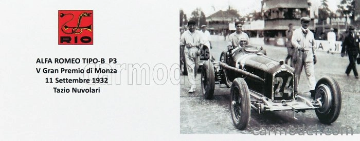 Rio-models Alfa romeo F1 Tipo-b P3 V N 24 Gran Premio Di Monza 1932 Tazio Nuvolari 1:43 červená