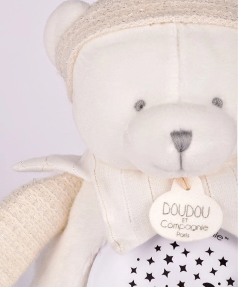 Doudou Darčeková sada Hudobné nočné svetielko s projekciou Medvedík biely