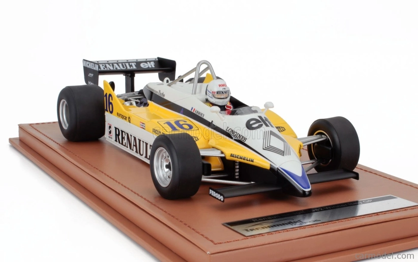 Tecnomodel Renault F1  Re30b V6 Turbo Team Renault Elf N 16 Winner Italy Gp (with Pilot Figure) 1982 Rene Arnoux 1:18 Bílá Žlutá Černá
