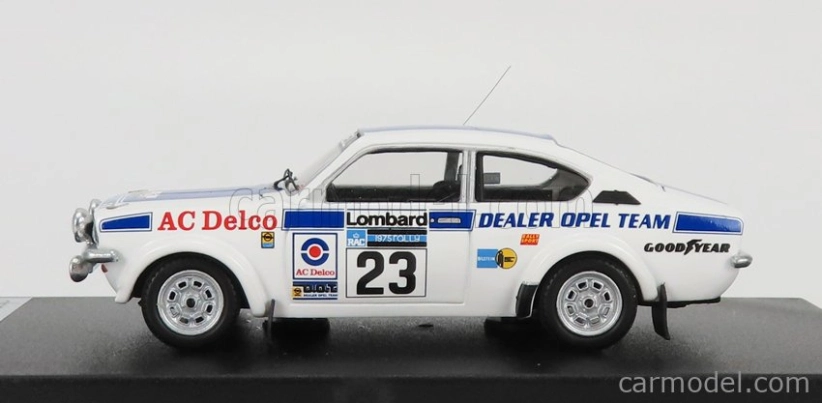 Trofeu Opel Kadett Gt/e (nočná verzia) N 23 Rally Rac Lombard 1975 T.pond - D.richards 1:43 Biela Modrá