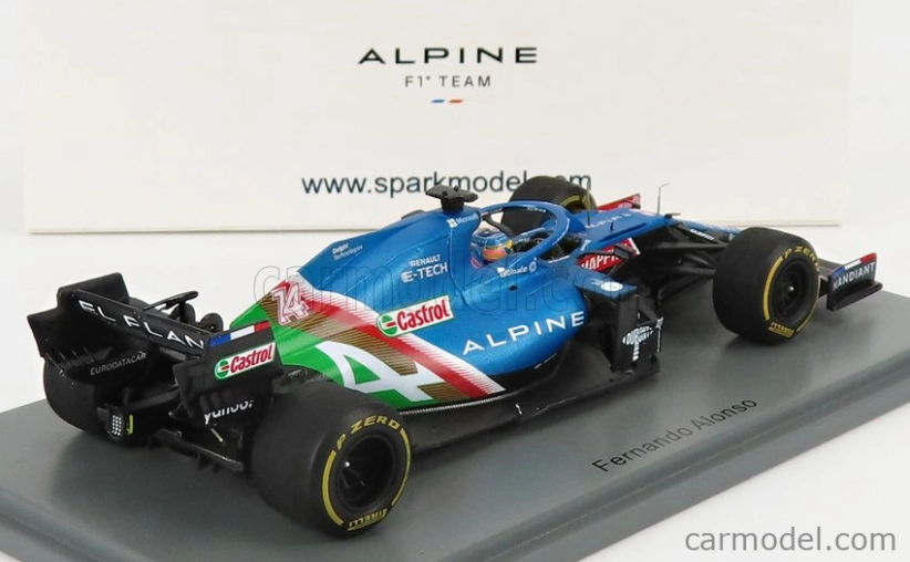 Spark-model Renault F1 A521 Renault E-tech 20b Team Alpine N 14 8th Abu Dhabi Gp 2021 Fernando Alonso 1:43 Modrá Met Červená Bílá