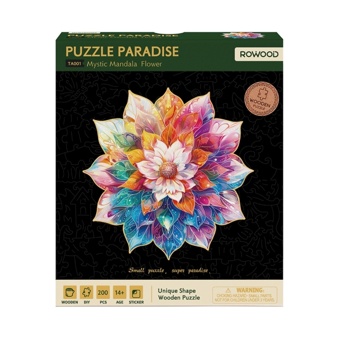 RoboTime Dřevěné puzzle Květinová mandala - poškozený obal
