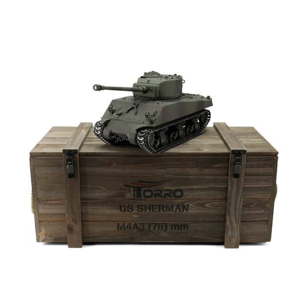 TORRO tank PRO 1/16 RC M4A3 Sherman 76 mm maskovacia kamufláž – infra IR – dym z hlavne