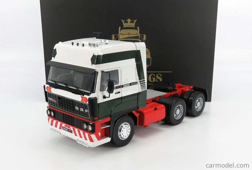 Road-kings DAF 3600 Space Cab Tractor Truck 3-assi 1986 1:18 Bielo-zeleno-červená