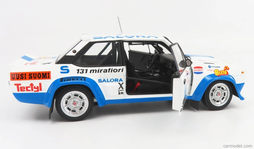 Kyosho Fiat 131 Abarth N 1 Winner Rally 1000 Lakes 1980 1:18, bílomodrá