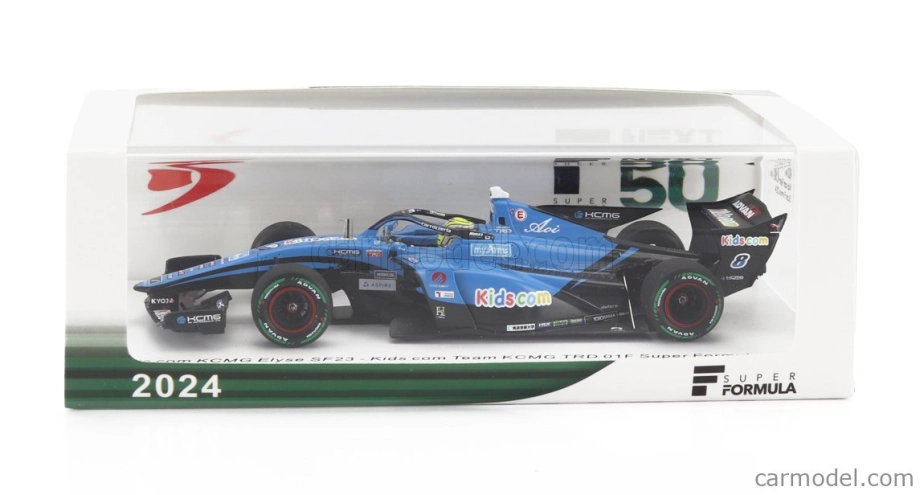 Spark-model Dallara Sf23 Trd 01f Team Kids Com Kcmg Cayman N 8 Super Formula Season 2024 Nirei Fukuzumi 1:43 Světle Modrá Černá