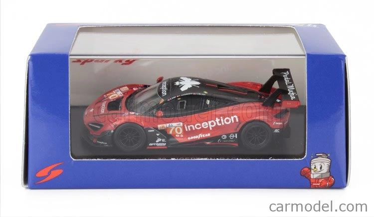 Spark-model Mclaren 720s Gt3 Evo M840t 4.0l V8 Turbo Team Inception Racing N 70 24h Le Mans 2024 Brendan Iribe - Ollie Millroy - Frederik Schandorff 1:64 Červená Černá